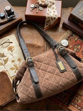 Rosetti Y2K Quilted Corduroy Shoulder Bag Taupe Brown Multi-Pocket Hobo Satchel